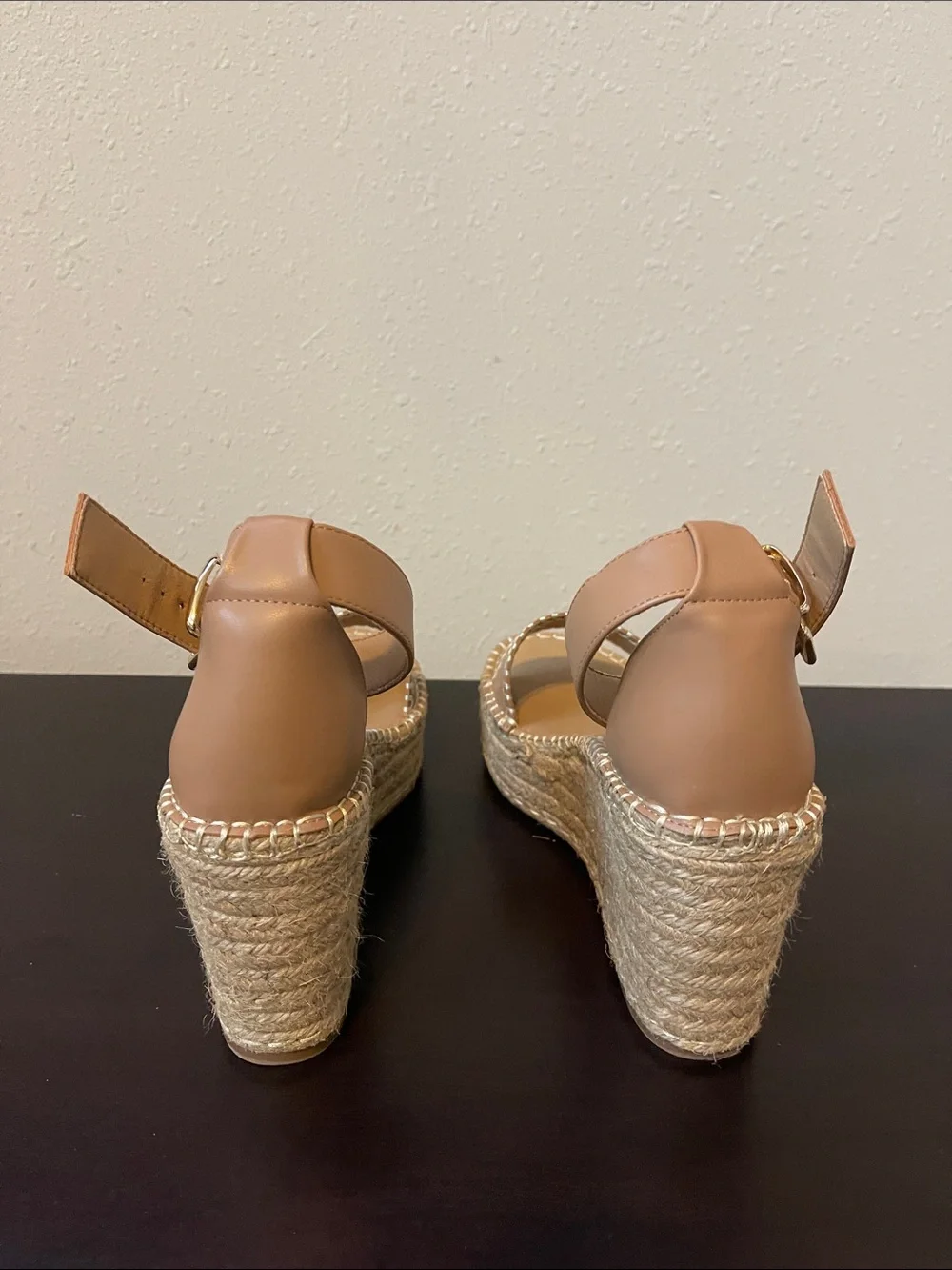 MICHAEL Michael Kors Nude/Tan Espadrille Wedge Sandals with Ankle Strap